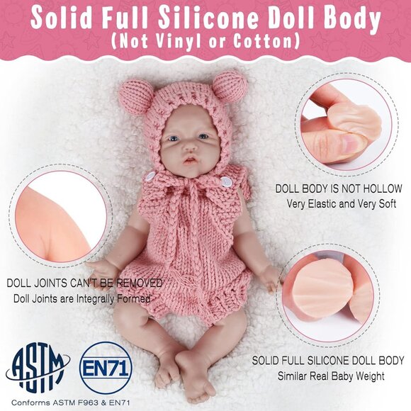 🆕17inch Full Platinum Silicone Baby Doll Reborn Eyes Open Lifelike Baby Girl - Picture 2 of 6